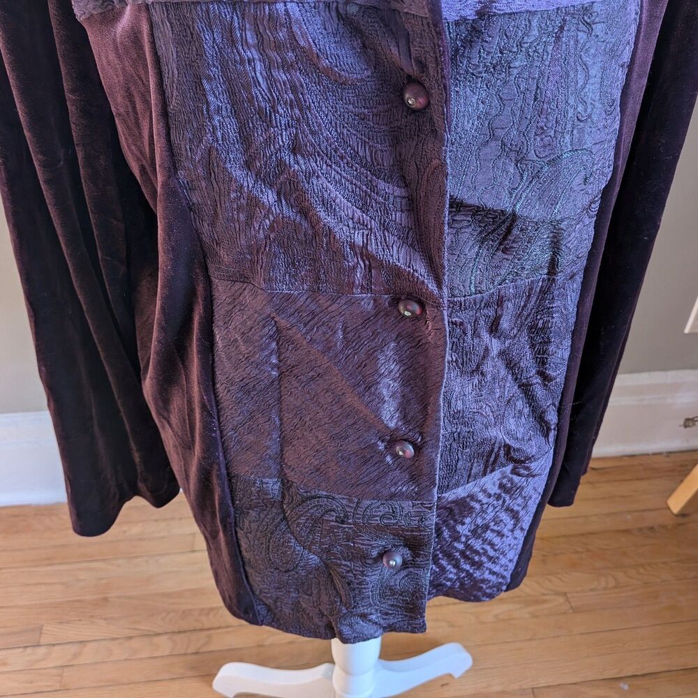 Vintage 90s K Studio Jacket Top Mixed Media Purple Velvet Paisley Whimsygoth 18 View 5